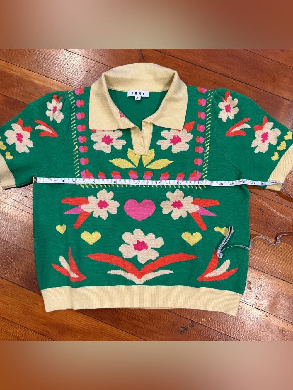 ✨ THML Levone Floral Knit Short Sleeve Sweater Top - Picture 8 of 9